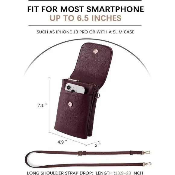 Women Burgundy Red Imported Vegan Leather Adjustable Strap Small Crossbody Bags - Picture 5 of 9